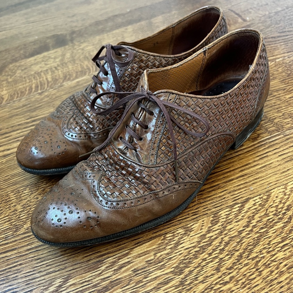 MEZLAN Woven Leather Brogue Wingtip Oxford Dress‎ Shoes Academia Preppy 8.5